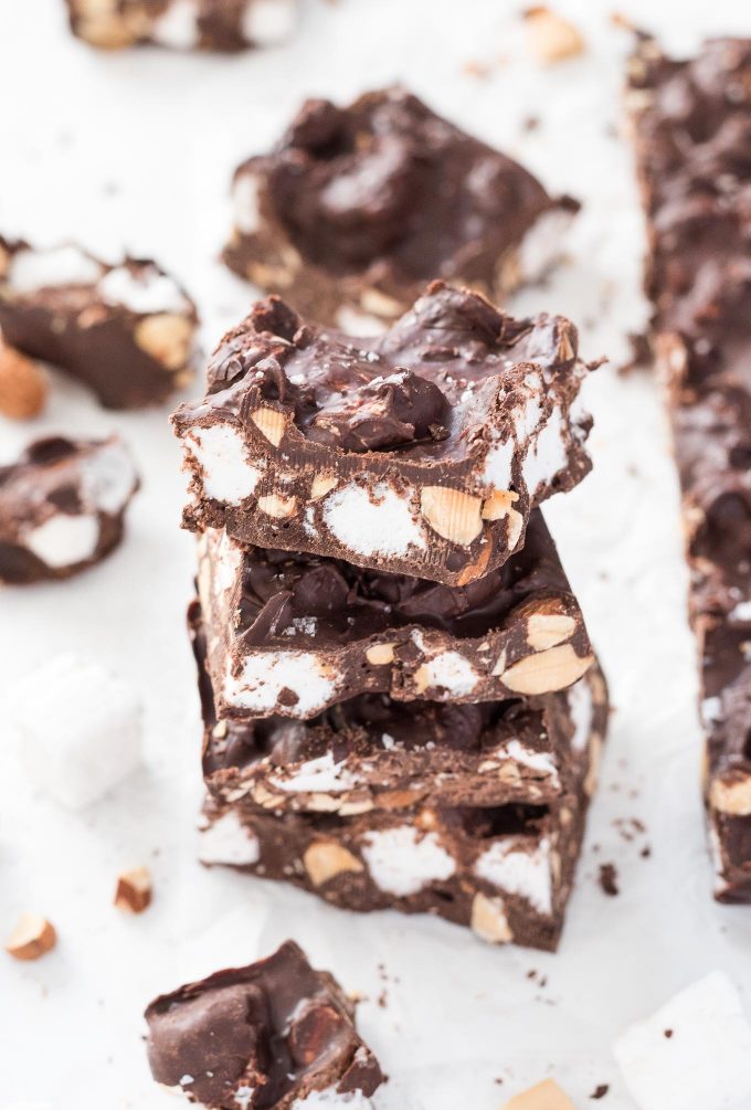 stack of rocky road candy