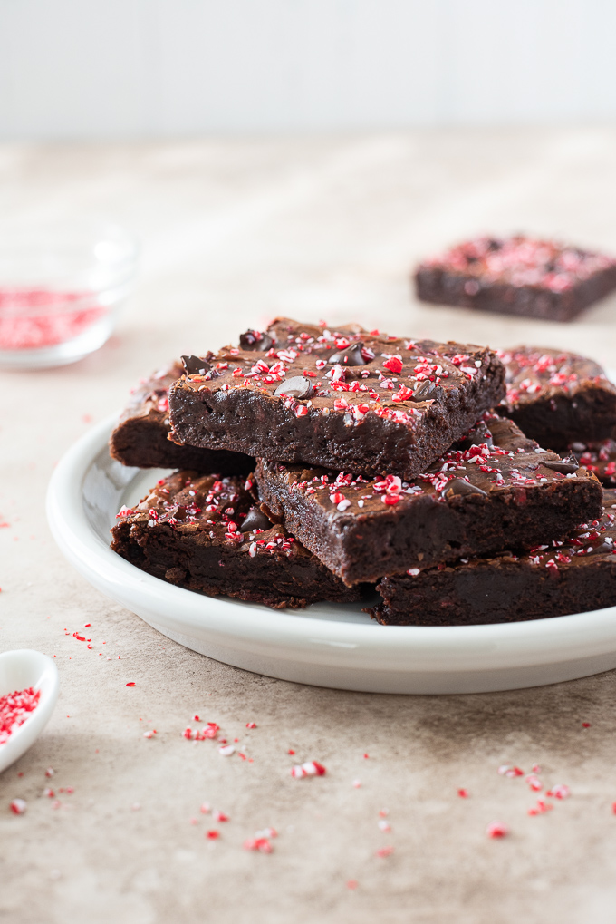 Plate of peppermint brownies