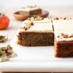 Persimmon cake on a marble board