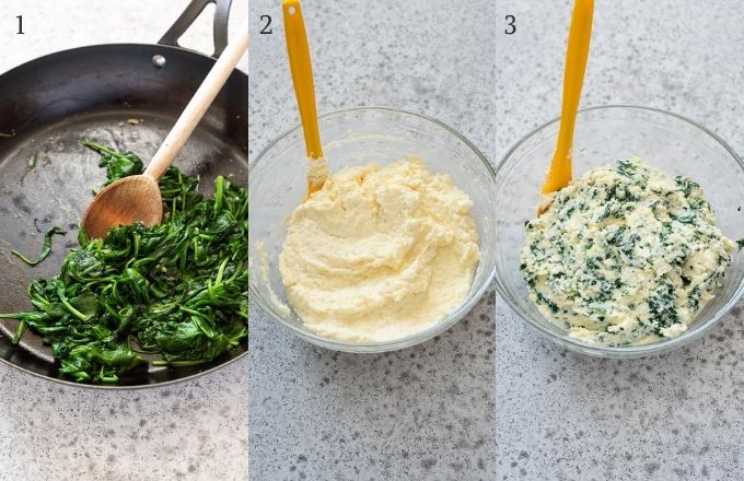 How to make spinach ricotta filling collage