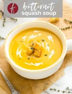 Creamy butternut squash soup Pinterest pin 1