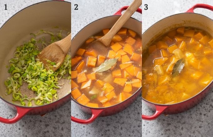 How to make butternut squash soup collage