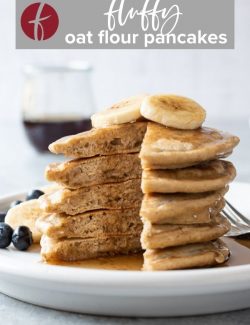 Oat flour pancake recipe Pinterest pin 1