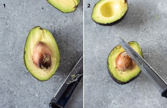 Pitting avocado collage