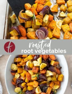 Roasted root vegetables collage pin