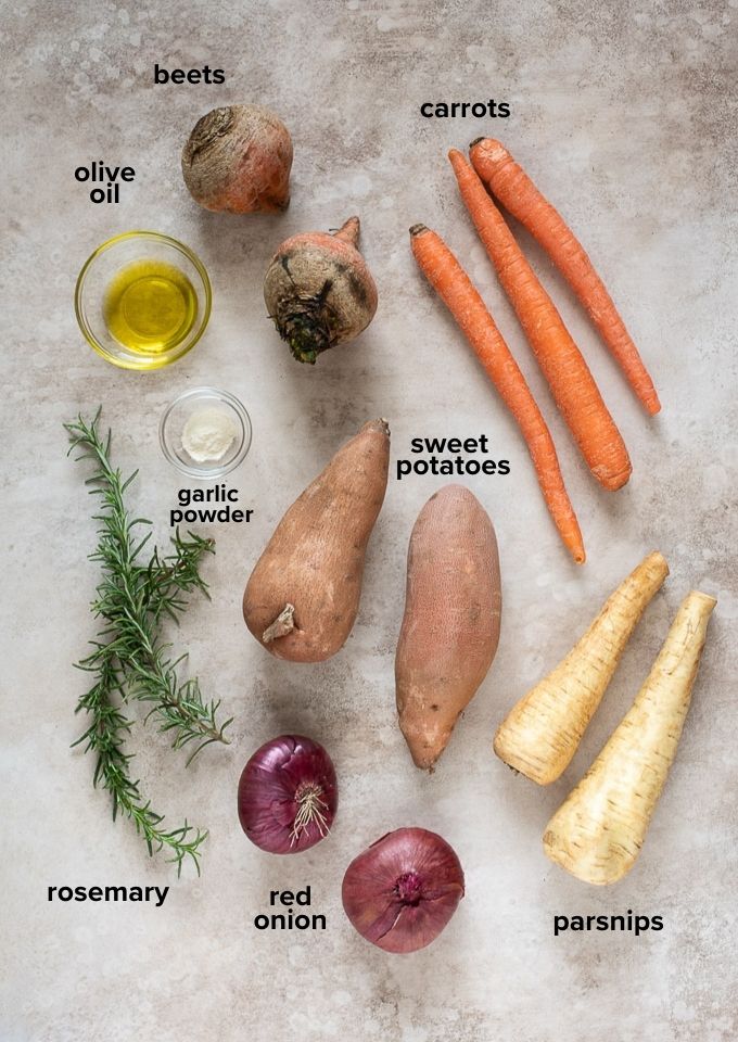 Roasted root vegetables recipe ingredients