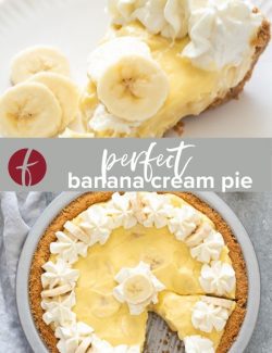 Banana cream pie recipe collage pin