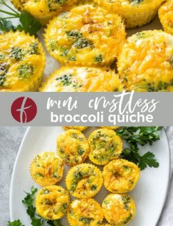 Mini crustless broccoli quiche collage pin
