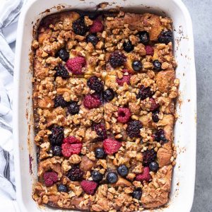 Overnight french toast casserole in baking dish