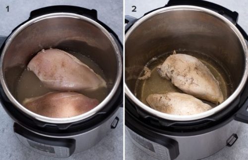 Instant pot shredded chicken before and after cooking