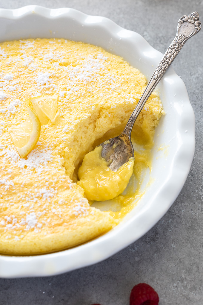 Spoonful of lemon pudding cake