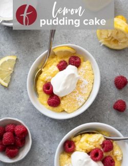 Lemon pudding cake recipe pin 1