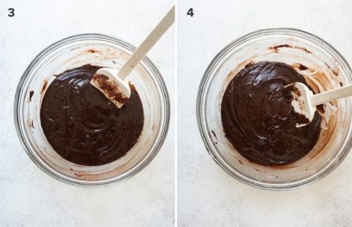 German chocolate brownie batter collage
