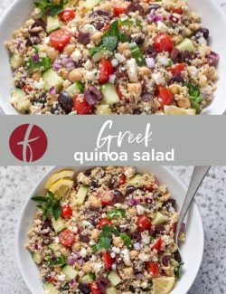 Greek quinoa salad collage pin