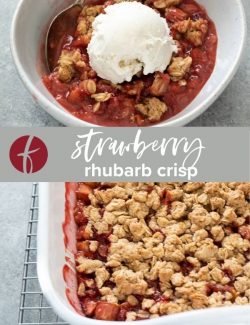 Strawberry rhubarb crisp recipe collage