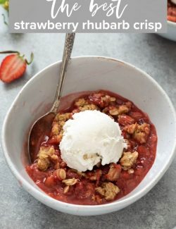 Strawberry rhubarb crisp recipe pin 2