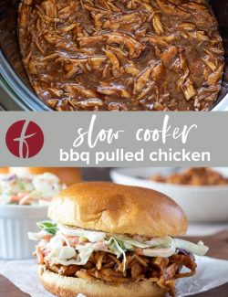 BBQ pulled chicken slow cooker collage pin