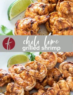 Grilled shrimp skewers collage pin