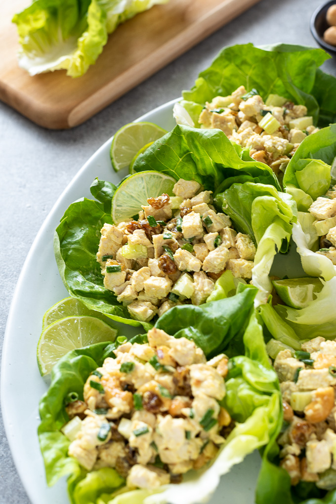 Curry chicken salad in lettuce wraps