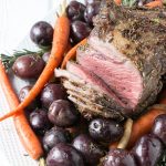 Slow roasted lamb with carrots and potatoes.