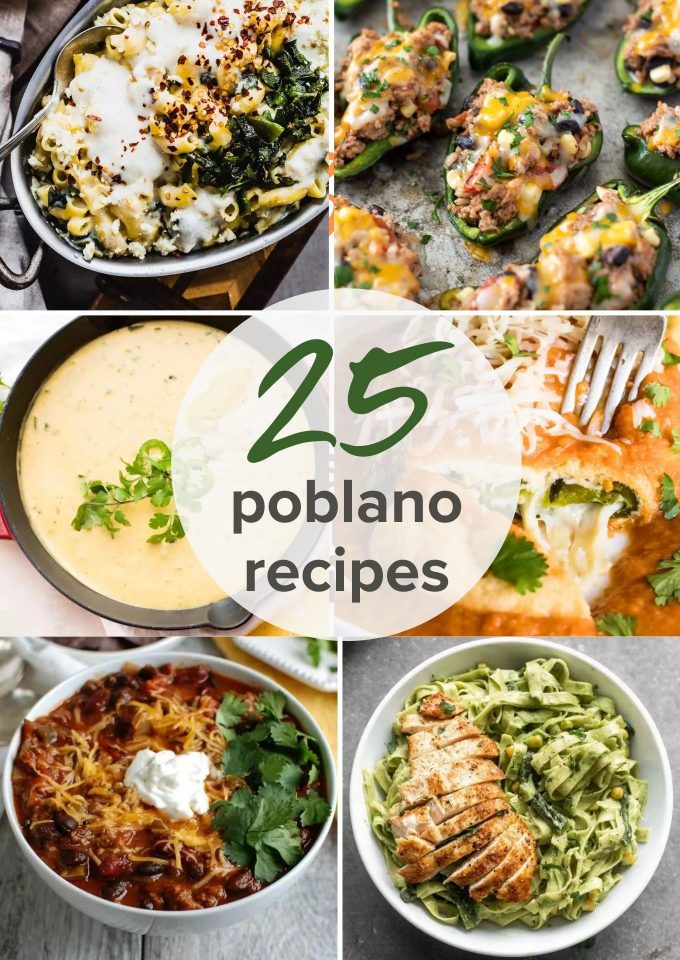 collage of 25 poblano recipes