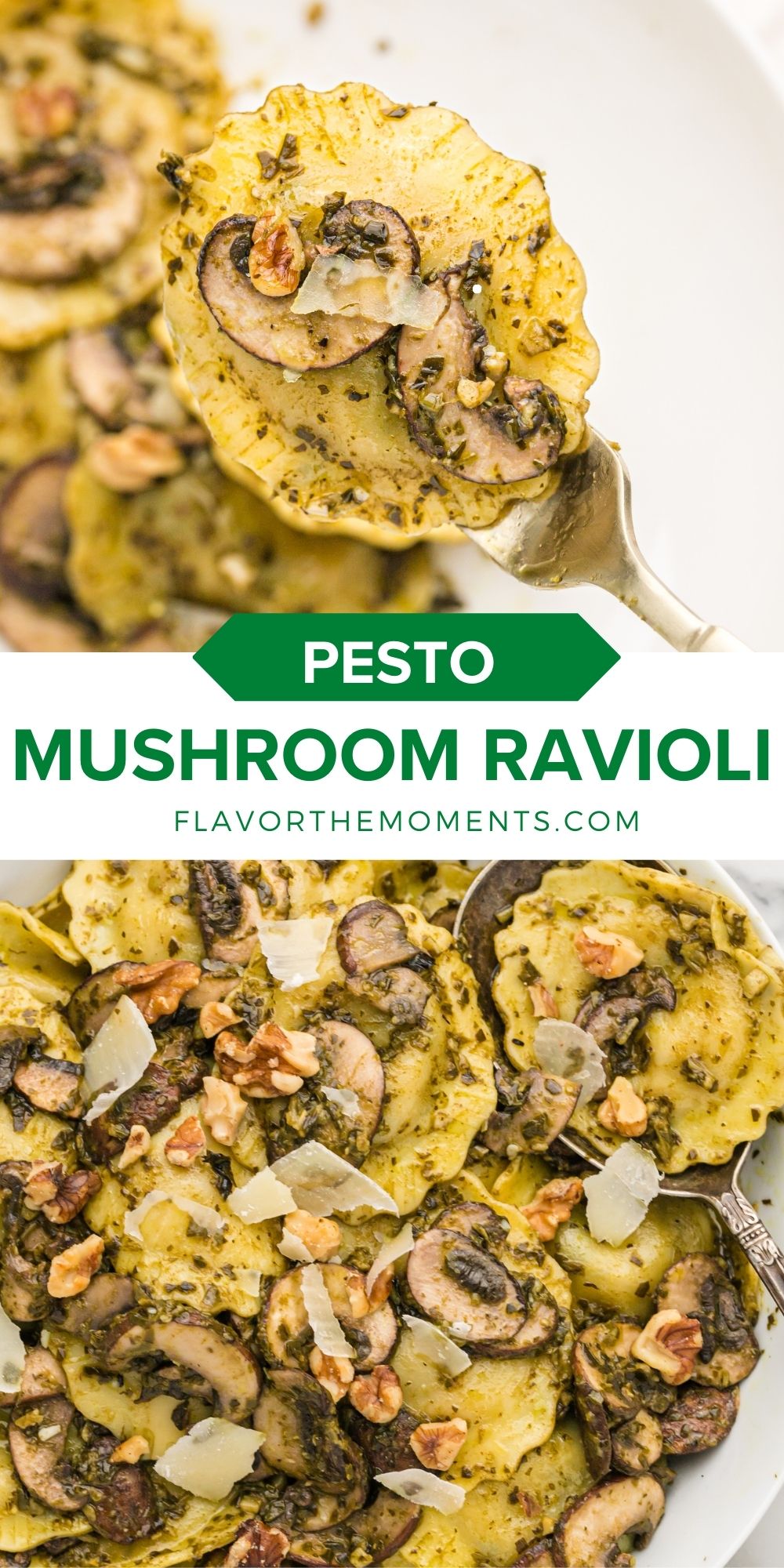 Mushroom Ravioli with Pesto Flavor the Moments