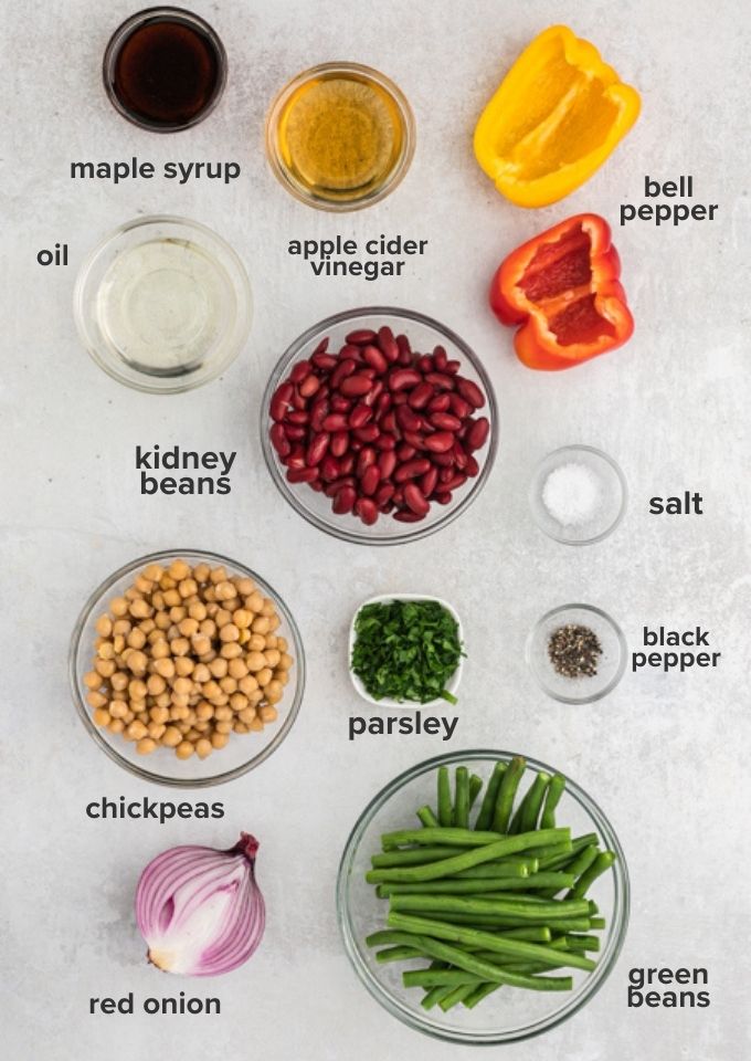 Three bean salad ingredients