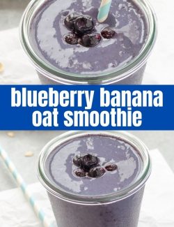 Blueberry banana smoothie recipe short collage pin