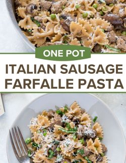 One Pot Italian Sausage Farfalle Pasta long pin