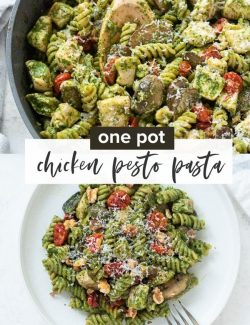 One pot chicken pesto pasta short collage pin