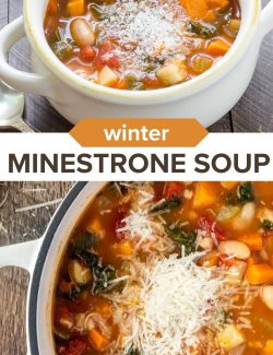 Winter minestrone soup recipe long collage pin