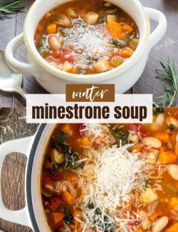 Winter minestrone soup short collage pin