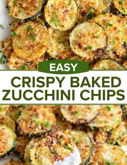 Oven baked zucchini chips long collage pin