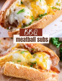 BBQ meatball subs short collage pin