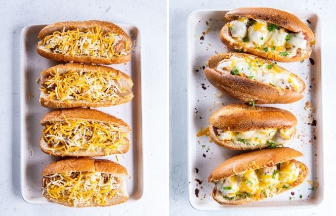 How to make meatball subs collage