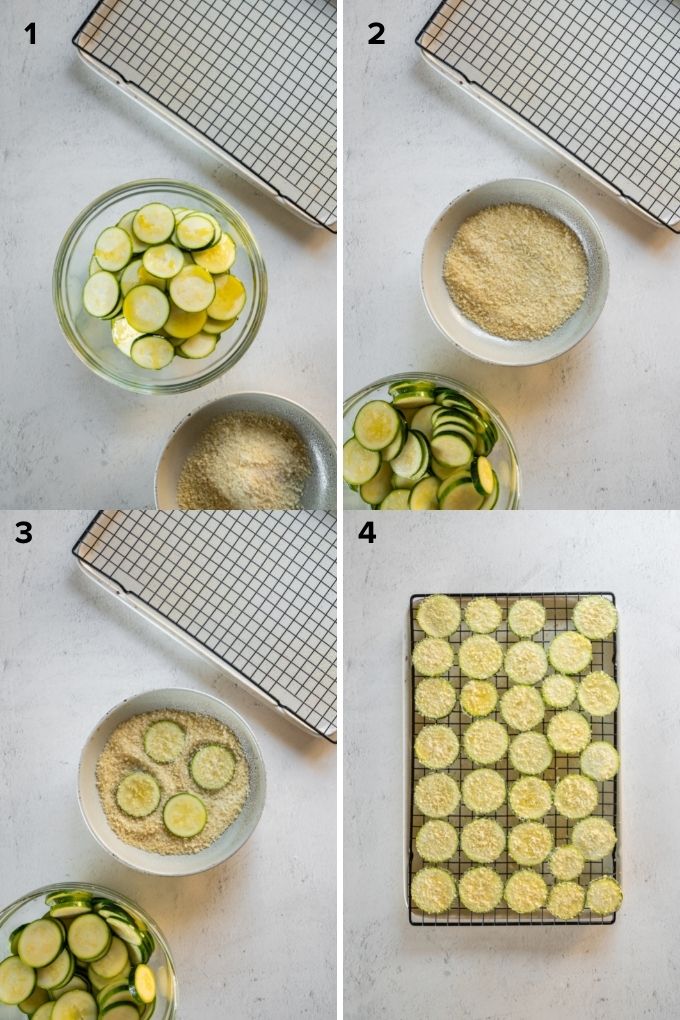 How to make oven baked zucchini chips collage