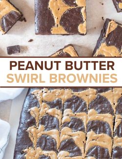 Peanut butter swirl brownies long collage pin
