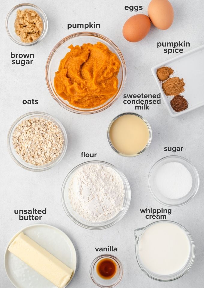 Pumpkin pie bars recipe ingredients