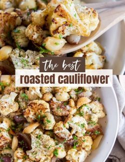 Roasted garlic cauliflower short collage pin