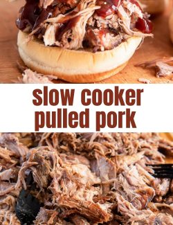 Slow cooker pulled pork long collage pin