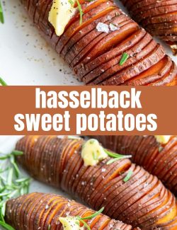 Hasselback sweet potatoes long collage pin