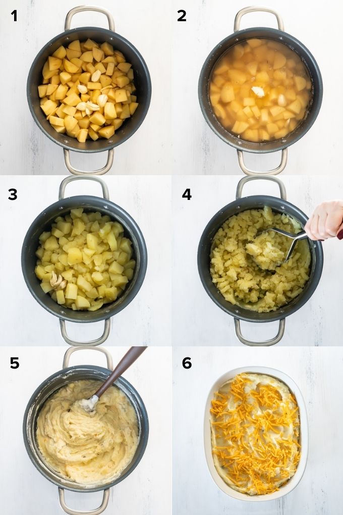 How to make twice baked mashed potatoes collage