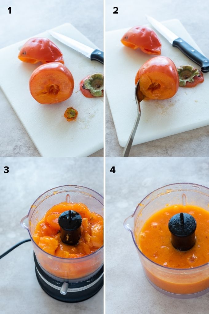 How to make persimmon pulp in a food processor