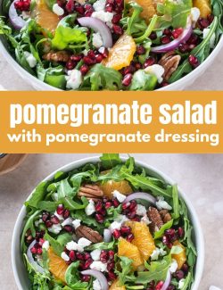 Pomegranate salad with pomegranate dressing long collage pin