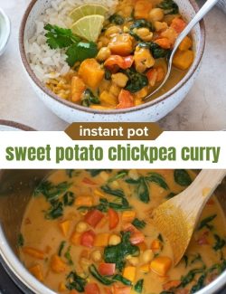 Instant pot sweet potato chickpea curry short collage pin