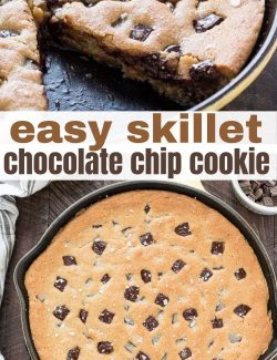 Skillet cookie recipe long collage pin