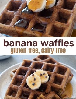 Gluten-free banana waffles long collage pin
