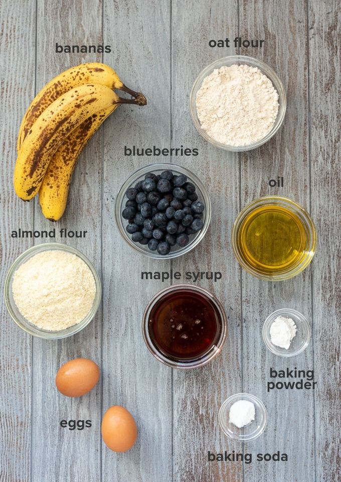 Blueberry banana bread recipe ingredients