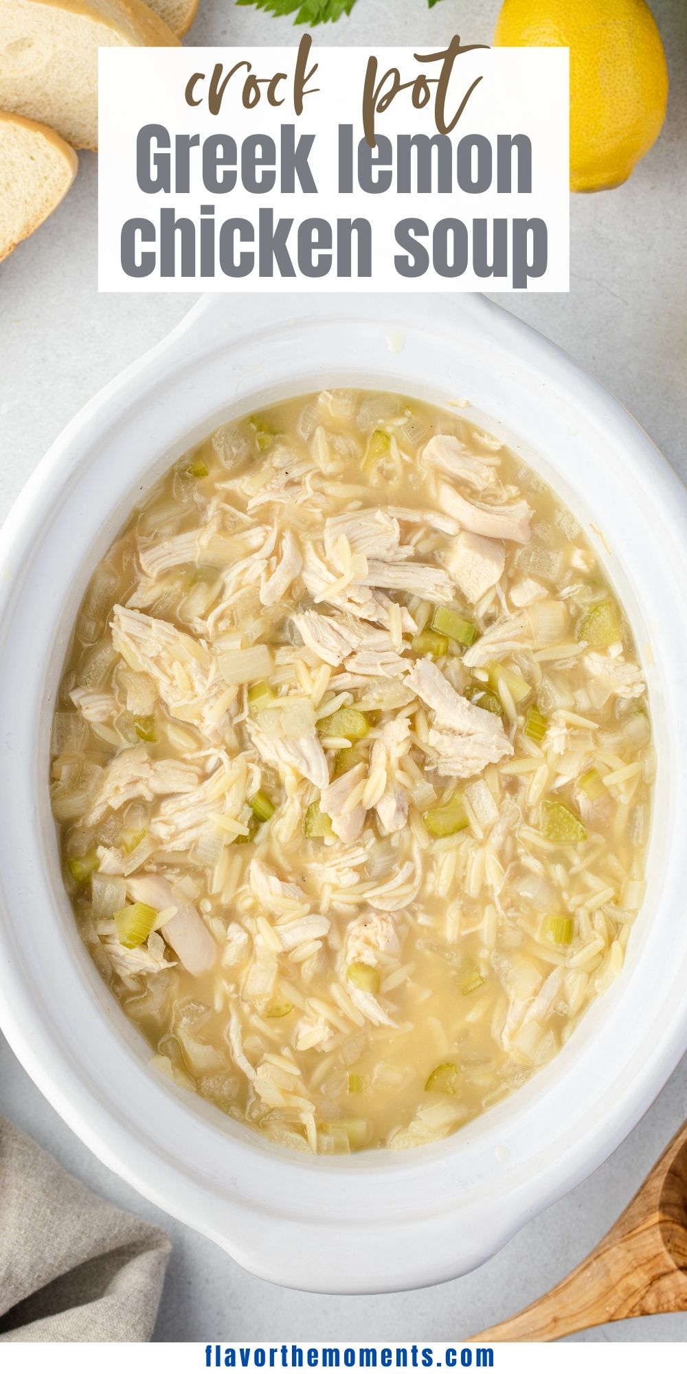 Slow Cooker Greek Lemon Chicken Soup Flavor the Moments
