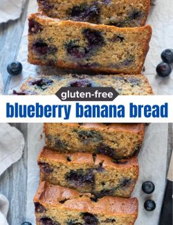 Gluten-free blueberry banana bread short collage pin